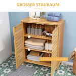 Badrumsskåp Sidoskåp med Lamelldörrar Natur av Bambu för Badrum och Vardagsrum Förvaringsskåp med 2 Hyllor 68 x 32 x 86 cm
