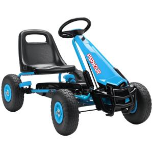 Trampbil Go-kart Blå Metall och Plast för Barn 3-8 År Trampfordon med Justerbar Sits och Handbroms Säker och Rolig Lek