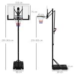 Basketkorg Basketstativ Svart av Stål för Utomhusbruk Höjdjusterbar med Stativ och Hjul Basketsystem 295-365 cm