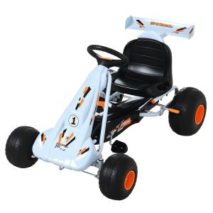 Go-Kart Pedalbil med Handbroms, Justerbart Säte, Pedal, Växel Framåt och Bakåt, Pedalfordon för Barn från 3 År, Ljusblå