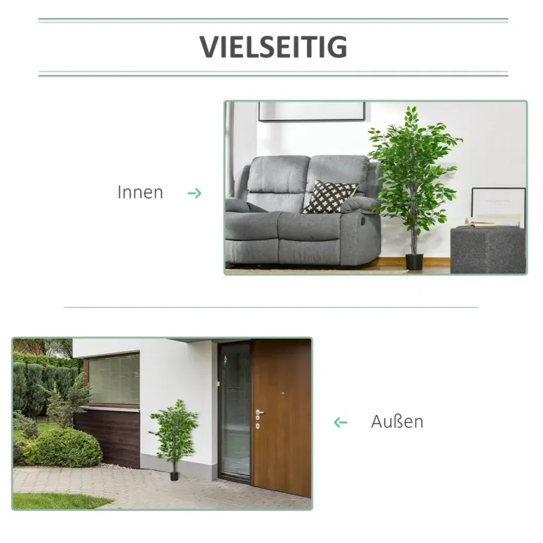 Konstgjord Växt Ficus Konstträd i Kruka Grön 135 cm