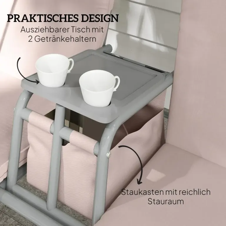Hammock för Trädgård 2-Sits med Soltak 175 cm, Beige