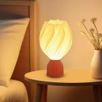 Bordslampa Sänglampa med 3D-Utskrift Vit av Plast för Vardagsrum och Lekrum LED Lampa med Blomliknande Skärm