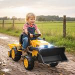 Elbil Grävmaskin med Släp Gul Plast och Stål för Barn 3-8 År Elektriskt Arbetsfordon med Skopa och Musik Rolig Lek