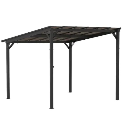 Pergola Paviljong med Väggfäste Mörkgrå av Metall 3 x 3 m