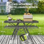 Höj- och Sänkbart Fällbart Campingbord med Metallgaller i Aluminium
