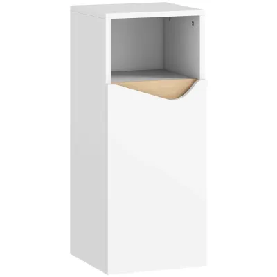 Badrumsskåp Lågt Vit MDF Skåp med Dörr och Öppen 72 cm