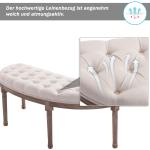 Klädd Loungebänk i Vintagestil med Knappar, Linne och Trä, Beige, 140,5 x 51 x 48 cm