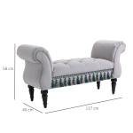 Elegant Sittbänk med Träben, Klädd Sängbänk i Tyg för Sovrum och Hall, Stilren Inredningsdetalj, Grå, 117 x 40 x 58 cm