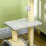 Kattträd 72 cm med Plyschbollar, Sisalstolpar, Plattform och Skrapbräda, Ljusgrå