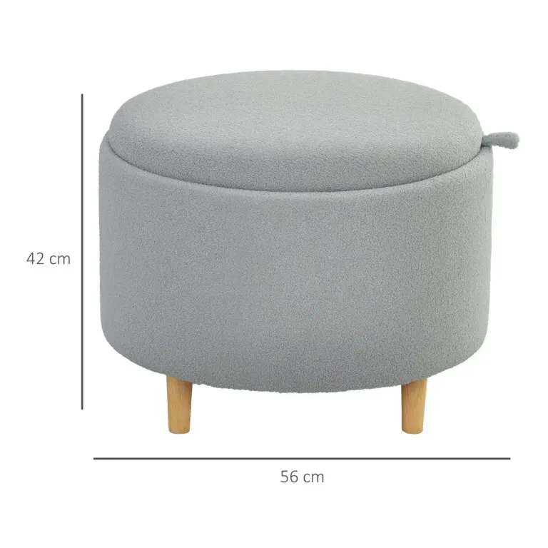 Stoppad Fotpall i Teddy Fleece med Dolt 56x56x42 cm