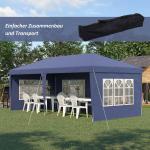 Paviljong Partytält Blå av Oxford Tyg och Stål för Trädgård Hopfällbar Pop Up med Fönster och Sidoväggar UV-skydd 2,95 x 5,85 m