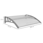 Skydd Ytterdörrstak Välvt Skärmtak Silver av Aluminium och Polykarbonat för Balkong Solskydd och Regnskydd 100 x 75 cm