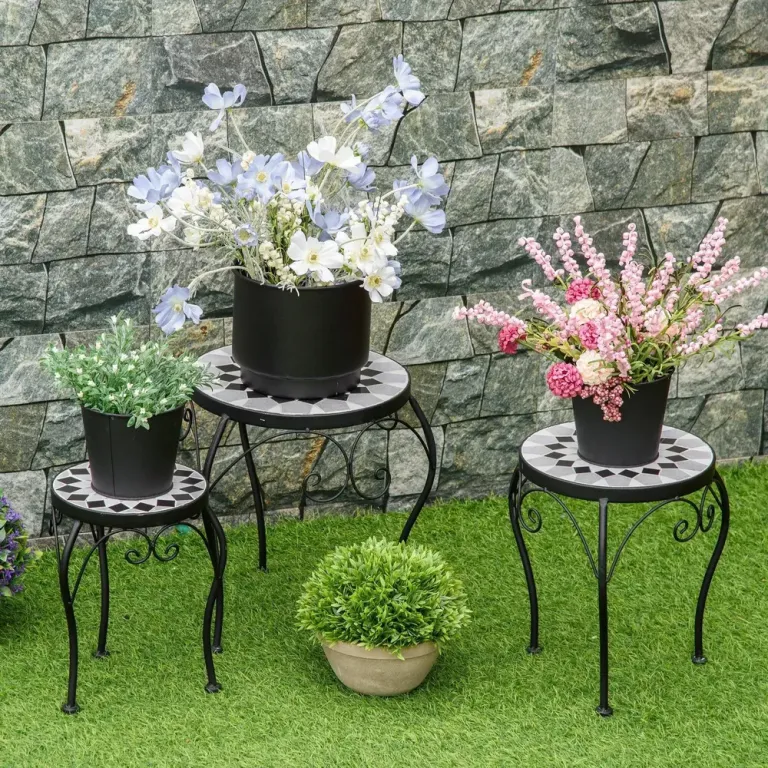 Blomställ i Metall 3-Pack Dekorativa Växtställ