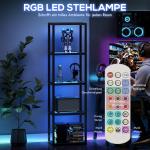 Golvlampa RGB Svart Trä och Glas för Vardagsrum Hylllampa med LED-belysning och Fjärrkontroll Musiksynk Modern Design 160 cm