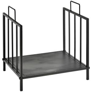 Vedställ Stabil Svart Metall för Inomhusbruk med Handtag för Praktisk Förvaring av Eldstadstillbehör och Brännved 44,5 x 33 x 46,5cm