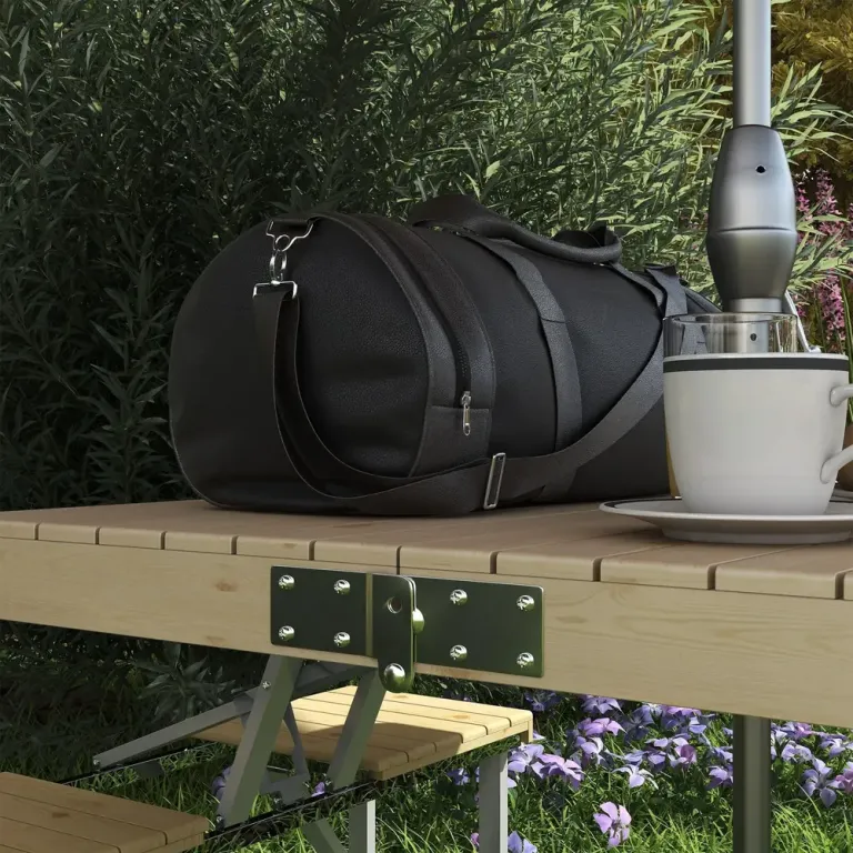 Hopfällbart Picknickbord i Gran med 4 Sittplatser, Natur