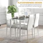 5-delat Matsalsset med 4 Stolar, Modern Design, Glasbord, Vit