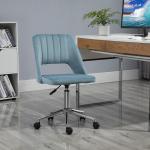 Snurrstol i Blå Sammet, Justerbar Kontorsstol för Vardagsrum, Elegant Skrivbordsstol med Ergonomisk Design, Blå