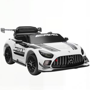 Elbil Barn Sportbil Vit Plast för Barn 3–8 År Elektrisk Leksaksbil med 12V Batteri och Fjärrkontroll LED-Ljus och Musikfunktion