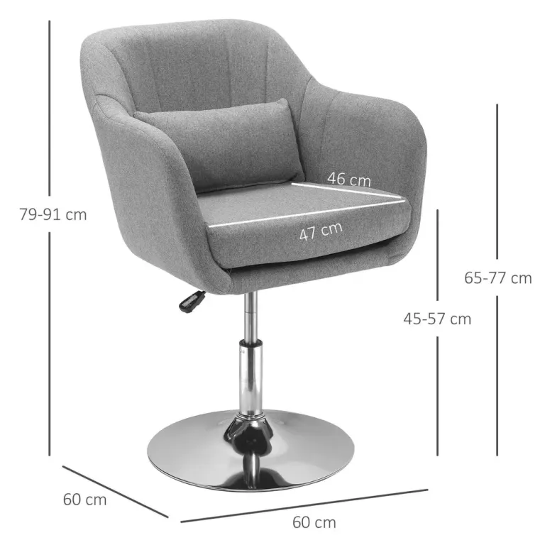 Arbetspall med Justerbar Höjd i Linnestil, Max 136 kg, Grå