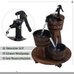 Cascade Fontän Träfat med Vattenpump Inomhusfontän Granträ och Förkolnat Trä för Trädgård och Terrass 60 X 60 X 78 Cm