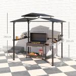 Grillpaviljong Trädgårdspaviljong med Dubbeltak Svart av Metall ve Tyg för BBQ ve Trädgårdsfest Vattentätt Tält 250 x 160 x 250 cm