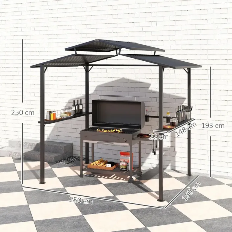 Grillpaviljong Trädgårdspaviljong 250 x 160 x 250 cm