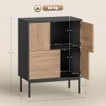 Sideboard Push to Open Svart och Naturfärgad MDF för Vardagsrum och Kök Skänk med Metallben och Dold Förvaring 120 cm