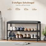 Skobänk med Sittdyna och Förvaring Svart Spånskiva för Hall och Entré Praktisk Hallmöbel med Skohylla och Öppna Fack Bekväm Sittplats 81 x 31 x 50 cm