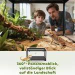 Terrarium 86 Liter Svart Glas och Metall för Reptiler Vivarium med Skjutdörr och Lås Säker Miljö för Ödlor och Insekter 60x45x32 cm