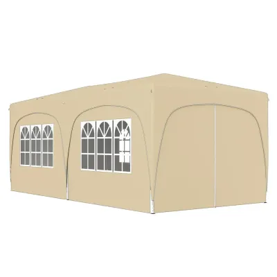 Trädgårdspaviljong Pop-up Partytält Sandfärgad 3 x 6 m