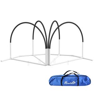 Agility Träningsset Hundsport Svart av Plast och Polyester för Hundträning Set med 4 Slalomstavar och Bärväska Hinderbana