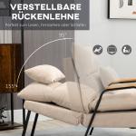 Stoppad Fåtölj med Fotpall och Liggfunktion, TV-stol med Kudde, Beige, 68 x 91,5 x 88 cm
