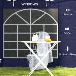 Sidopaneler Sidoväggar Blå av Oxford Material för 3x3m och 3x6m Paviljong Set om 2 Ersättningsväggar med Fönster och Dörr