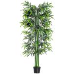 Konstgjord Växt Bambu Grön av Plast och Tyg för Vardagsrum Dekorativt Träd med Plantering Naturlig Look Lättskött 180 cm