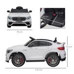 Elbil för Barn Mercedes-Benz AMG GLC63S Lyxig Leksaksbil med Fjärrkontroll och Dubbla Motorer Vit 115 X 70 X 55 Cm
