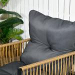 Trädgårdsmöbler Sittgrupp Grå av Rotting och Glas för Uteplats 4 Delar med Soffbord Fåtöljer och Dubbelsoffa Elegant