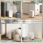 Metallsoptunna 5 L med Fotpedal och Innerhink, Vit
