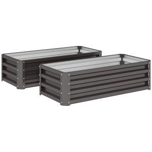 Odlingskrage 2-pack med Öppen Botten för Trädgård och Balkong Hållbar och Stabil Mörkgrå Metall 110 x 50 x 30 cm