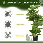 Konstgjord Ficus med 90 Realistiska Blad och Plastkruka för Vardagsrum och Kontor Hållbar och Prisvärd Grön Plast för Inomhusbruk 110 cm