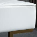 Elegant Sittbänk med Förvaring, Stoppad Bänk i Konstläder med Guldiga Ben, Lyxig Inredningsdetalj för Sovrum och Hall, Vit/Guld, 120 x 43 x 42 cm