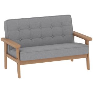 Barnfåtölj Sammet Grå Trä och Tyg för Barnrum Bekväm Barnsoffa med Stoppning och Armstöd för Barn 3–15 År Mjuk Design