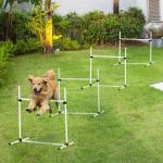 Agility Häckset Hundträning 4 Häck och Slalomstänger Plast för Aktiv Hundträning Vit 99 X 65 X 94 Cm