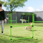 Agilityhinder Hund 4 Delar Grön Plast för Träning Justerbar Hoppställning med Väska 99x65x94 cm