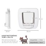 Kattlucka med 4-Vägs Lås, Magnetisk Husdjursdörr för Inner- och Ytterdörrar, Ger Katten Frihet, Vit, 30 x 29 x 10 cm