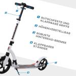 Barnsparkcykel med Stötdämpning Hopfällbar Höjdjusterbar från 14 År Aluminium Vit 92,5 X 37,5 X 87-101,5 Cm