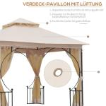 Trädgårdstält med Dubbeltak Myggnät och Sidoväggar Ventilationsluckor Polyester Beige Svart 295 X 295 X 275 Cm