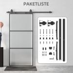 Skjutdörr med Frostat Glas och Spårsystem, Mjukstängningsmekanism i Stål, Svart