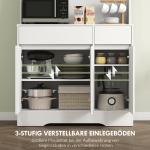 Köksskåp med Arbetsyta och 6 Dörrar samt 2 Lådor och Kabelgenomföringar för Förvaring Hållbar och Stabil Vit Spånskiva för Kök och Vardagsrum